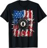 Pool Snooker Billiards Player 8 Ball USA American Flag T-Shirt