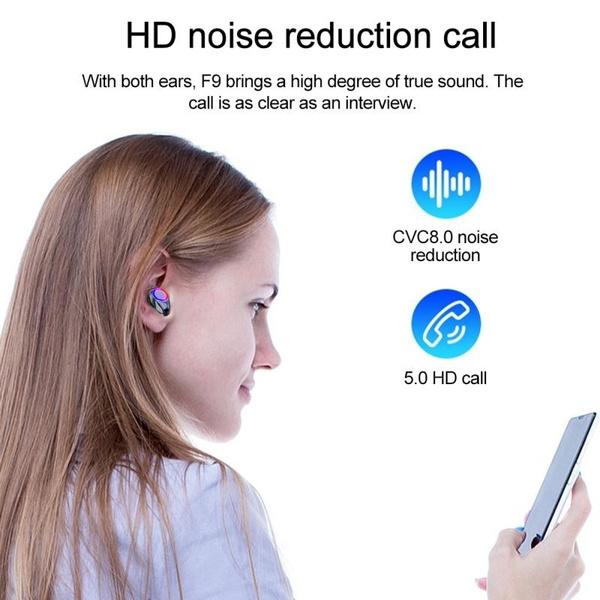 9D HiFi Bluetooth 5.0 CVC8.0 Noise Reduction Stereo Wireless TWS Bluetooth Headset LED Display Headset Waterproof Dual Headphones with Power Bank