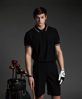 CREW MEMBERS ONLY Quarter Zipup Polo Black