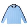 Unisex Relaxed Fit Striped Half-Zip Polo Sweatshirt Casual College Style Long Sleeve Top