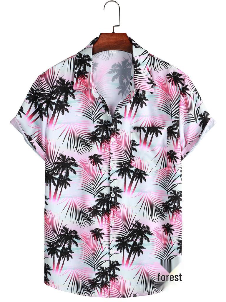 Men's 2023 Floral Hawaiian Short Sleeve Beach Shirt