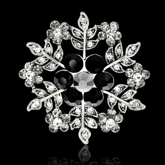 Fashion Snowflake Floral Women Brooch Pin Circle Rhinestone Christmas Jewelry
