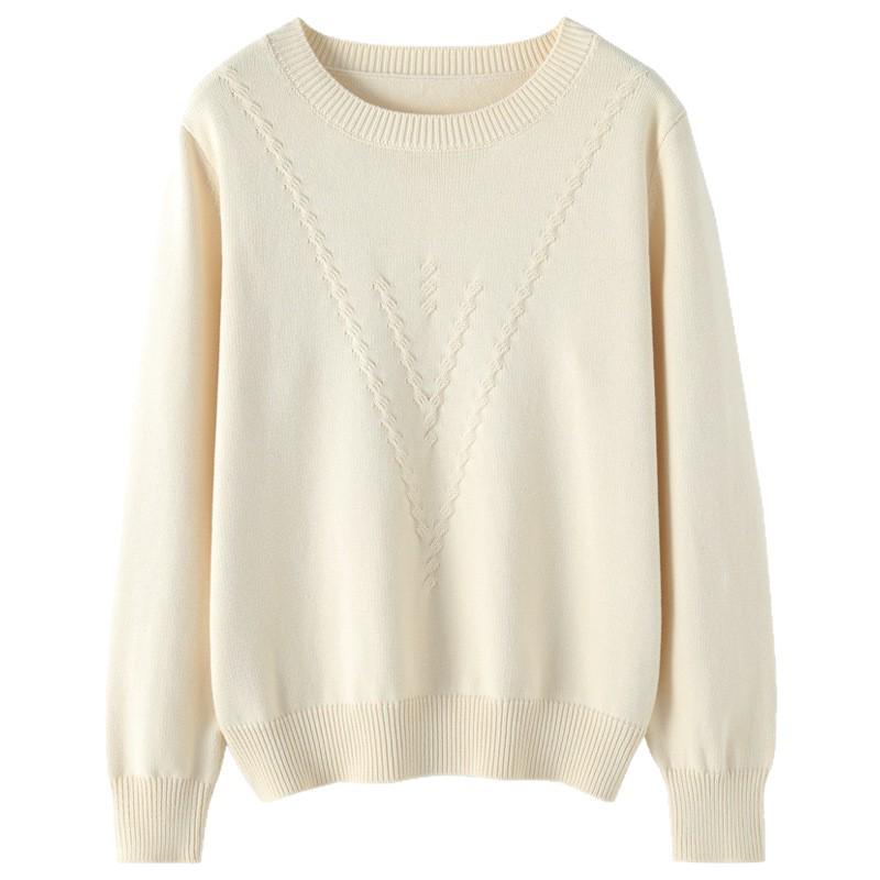 Dámský nadměrný bavlněný svetr z těžké pleteniny jednobarevný - Podzimní/zimní kolekce