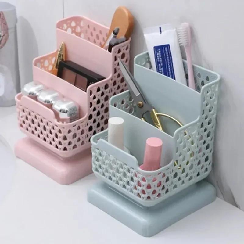 3-grid Pen Holder Plastic Hollow Storage Box for Student Desktop School Stationery Storage Multifu Phone Holder Storages Bucket