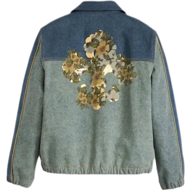 

Коллаборация Levis X Denim Tears SS25 Куртка с принтом ириса на спине, на молнии, с цветными блоками, свободного кроя, с золотой веревочной отделкой Мужские куртки Синий 000VL0000 S