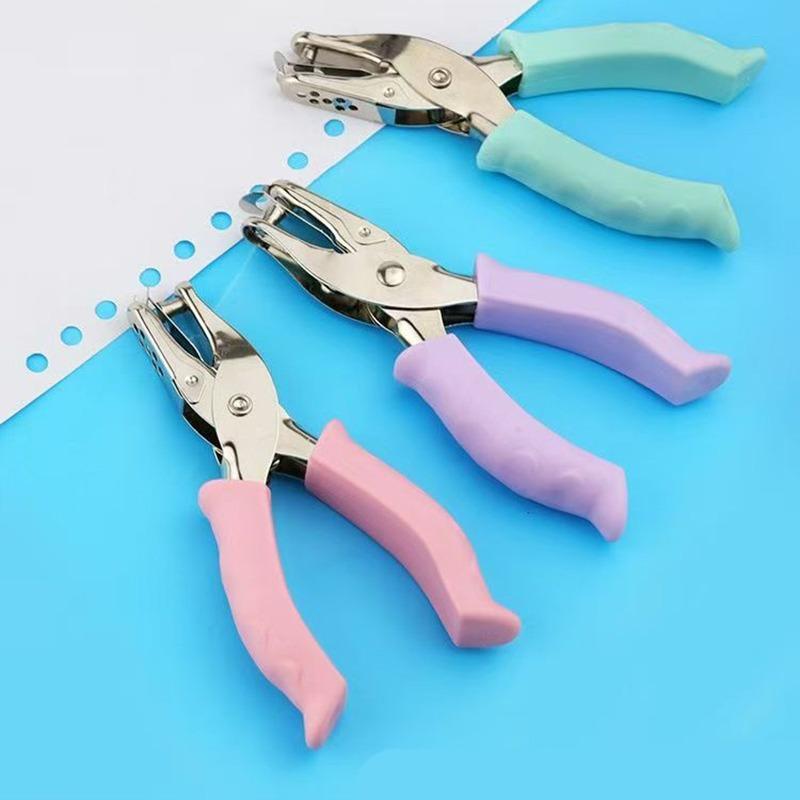 6mm Round Single-hole Macaron Hole-punching Tool with Rubber Coating Labor-saving Flip-type Hole-punching Machine