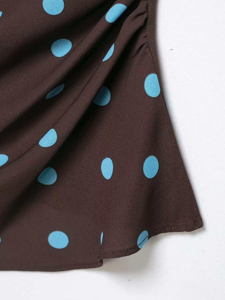 Retro Blue Polka Dot Spaghetti Strap Tank Top for Women - Summer 2026 Collection