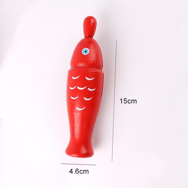 Wooden Orff Percussion Instrument Music Equipment Single Sound Tube Two Tone WoodBlocker Red Wooden Fish Children Music Toys