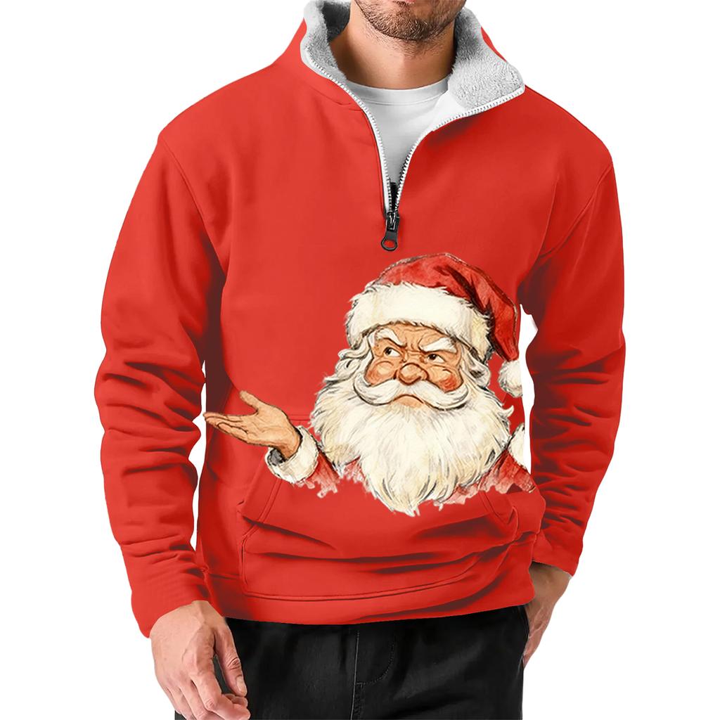 Men's Christmas Stand-up Collar Sweatshirt, Hot-selling Outdoor Casual Top With Collar