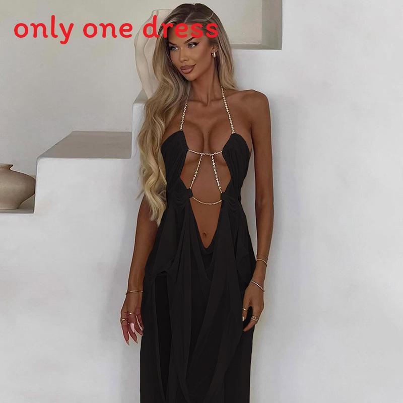 Sexy Sheer Mesh Splicing Dress With High Waist For Beach And Camping Fashion