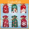 Christmas Gift Bag With Drawstring Ribbon Santa Print For Holiday Packaging