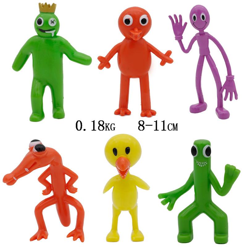 Rainbow Friends Anime Figure Set Pink Blue Monster Model Cartoon Character Statue Cake Topper Ornaments Kids Toys