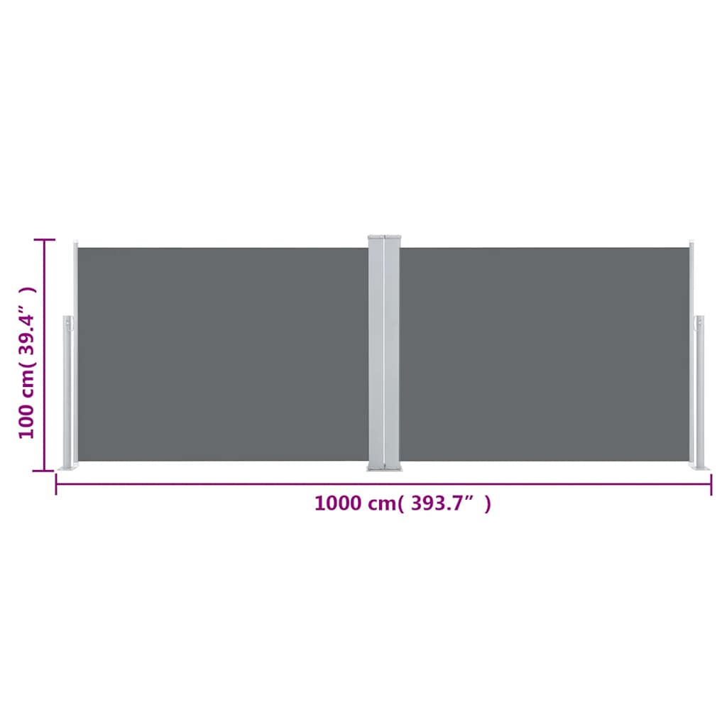 Einziehbare Seitenmarkise Anthrazit 100 x 1000 cm