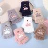 Thicken Cat Paw Gloves Soft Warm Plush Mittens Cartoon Style Half Finger Gloves  Adults
