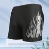 Mens Flame Print Loose Fit Boxer Style Swimming Trunks Quick Dry Nylon Swimwear Pool Beach Surfing