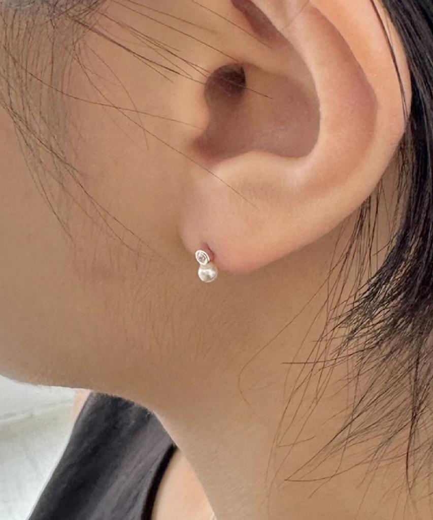 Baradu [Baradu 925] Round Stone Pearl Piercing (Single)