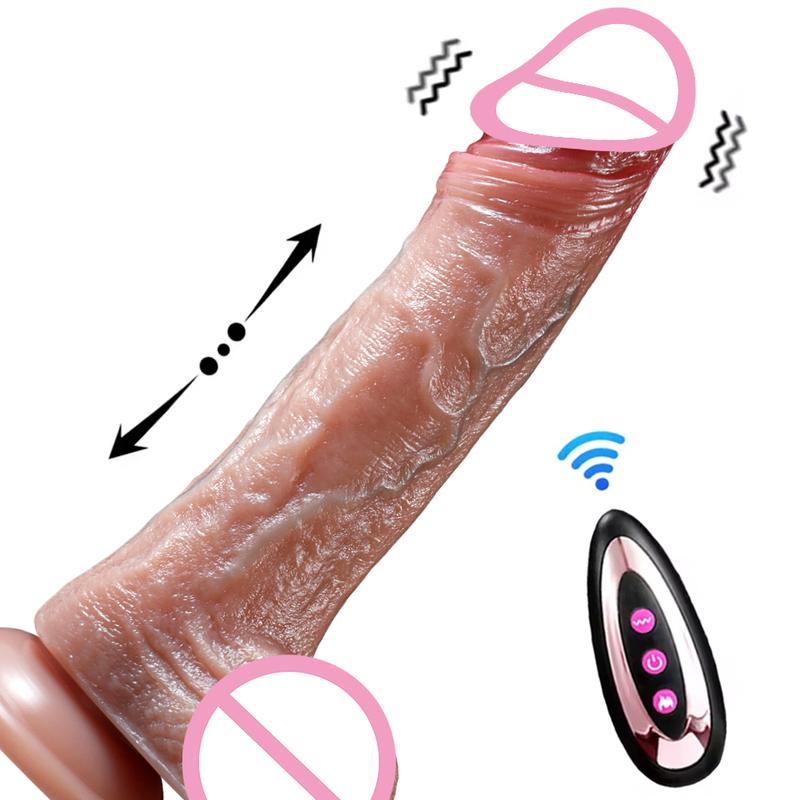 Großer Weicher Penis Vibrator Realistischer Dildo Sex Spielzeug Für Frau Teleskopischer Penis Spielzeug Künstlicher Penis G-Punkt Vibrator Stoßender Sex Spielzeug