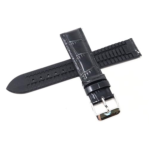 Watch Band 20mm Leather Rubber Seiko Genuine Black Strap for RS02C20BK Watch
