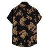 Men Spring Shirt Colorblock Printed Single-breasted Loose Short Sleeve Turn-down Collar Buttons Streetwear Casual Beach Cardigan Shirt Coat