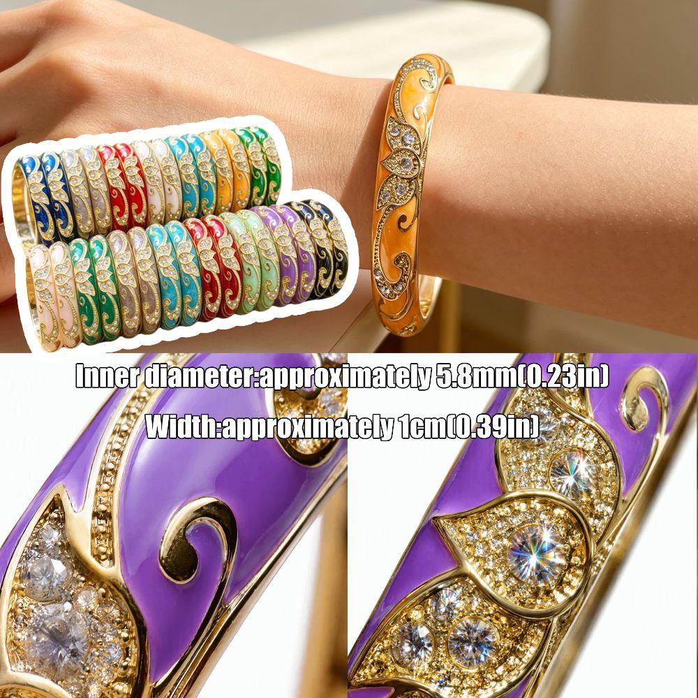 1cm Colored Dropper Oil Bangle Crown Women's Hand Bracelet Crown Cloisonne Bracelet Jewelry Gifts