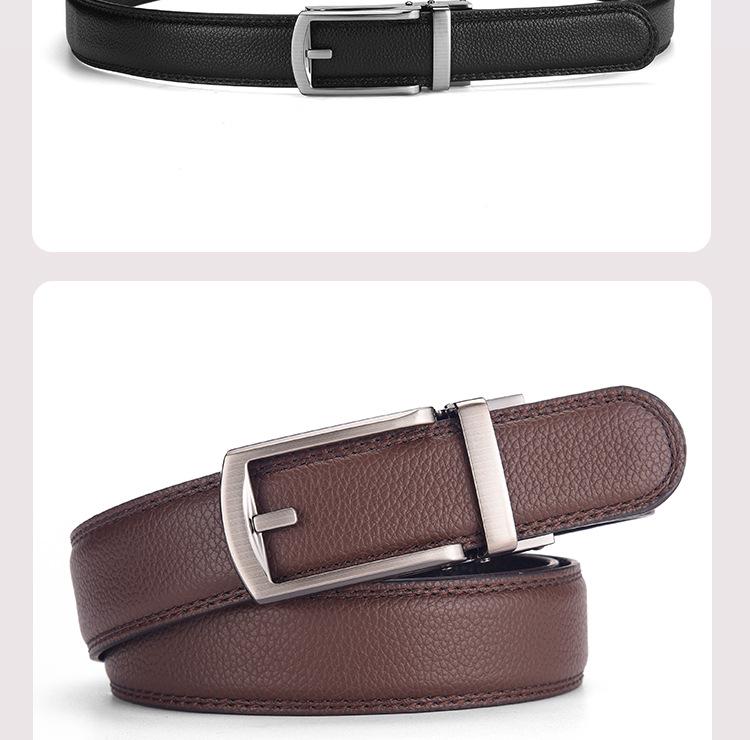 Men's Faux Leather Belt with Automatic Alloy Buckle, Versatile for Suits and Jeans