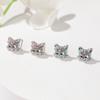 Cat Jewelry Set for Girls Necklace Bracelet Ring Stud Earring Sets for Kids Rainbow Rhinestones Jewelry for Women Girls