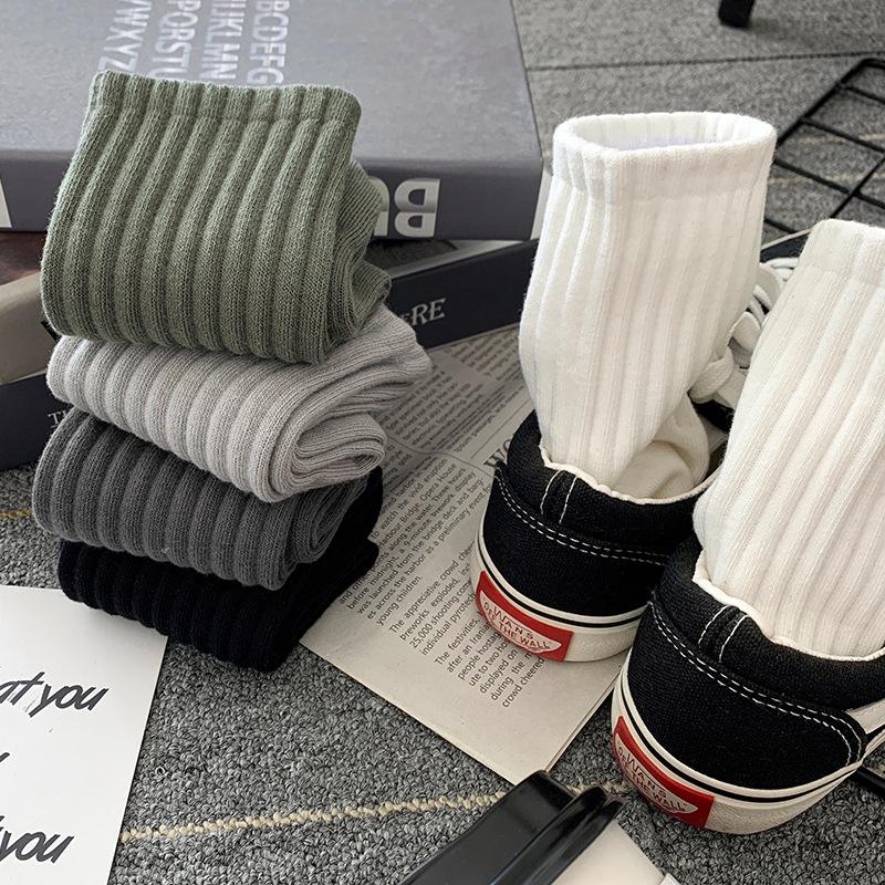 Pánské ponožky Zhuji s vysokým pasem, střední velikost, jednobarevné - zesílené, deodorantní, sportovní, savé, univerzální na podzim a zimu.