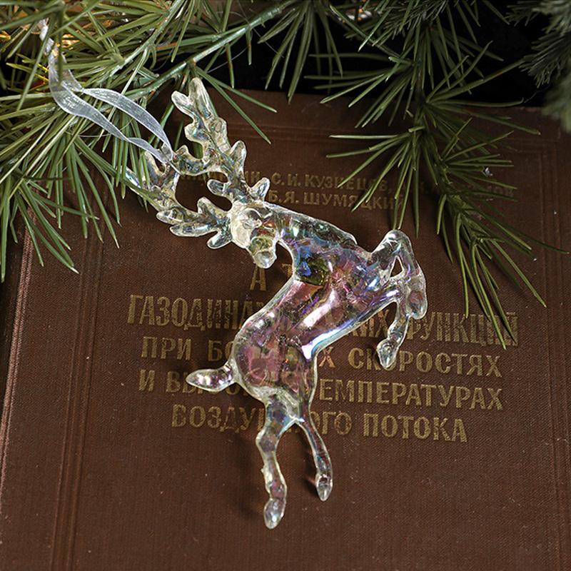 Christmas Decorations Crystal Acrylic Hanging Ornaments Clear Bells Elk Xmas Tree Pendants Navidad 2025 New Year Home Decor Gift