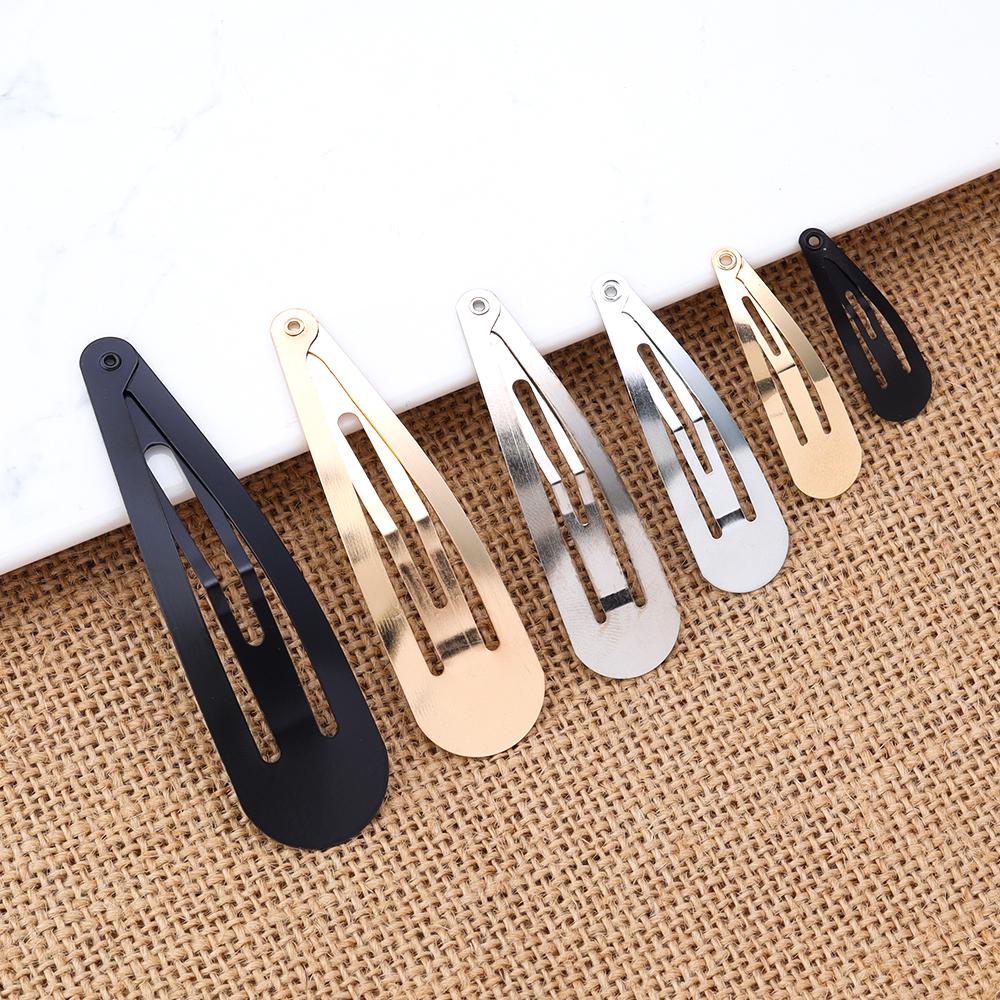 50pcs/lot Metal Water Drop Shaped Hairpins KC Gold BB Hair Clips Snap Barrettes For DIY Fashion Headwear Jewelry Accessories