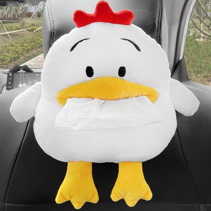 Cartoon Plush Car Tissue Box for Armrest: Cute Hanging Paper Dispenser and Interior Decoration