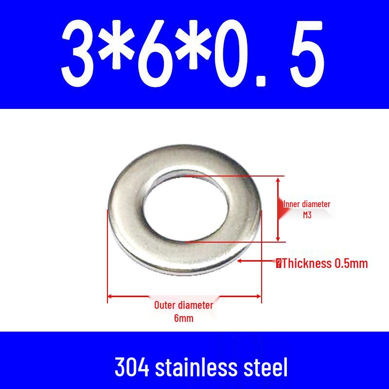 304 Stainless Steel Flat Gasket Washer, Metal Spacer for M2-M20.
