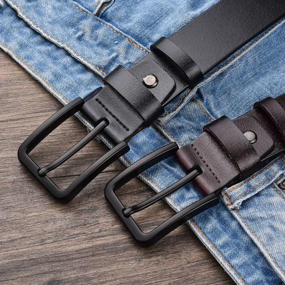 Genuine Leather Waistband Zinc Zinc Alloy Pin Buckle WaistBelts Fashion Male Strap Jeans