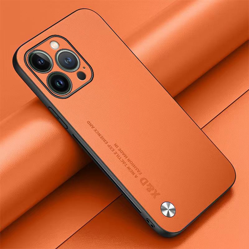Applicable to iphone16 Kunlun plain leather mobile phone case Apple 15ProMax leather skin feel anti-drop 14 protective case XS