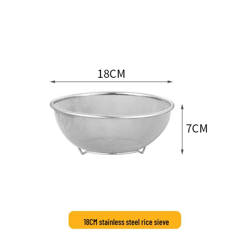 

Runhong Stainless Steel Rice Colander & Multipurpose Strainer Set - Thick, Fine Mesh Basket for Draining, Vegetables, Fruit & More