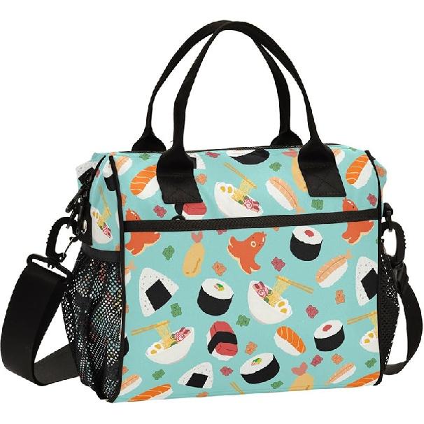 Green Butterflies Large Insulated Lunch Bag for Office Work School Picnic Reusable Tote Bag, Medium, A05W23017