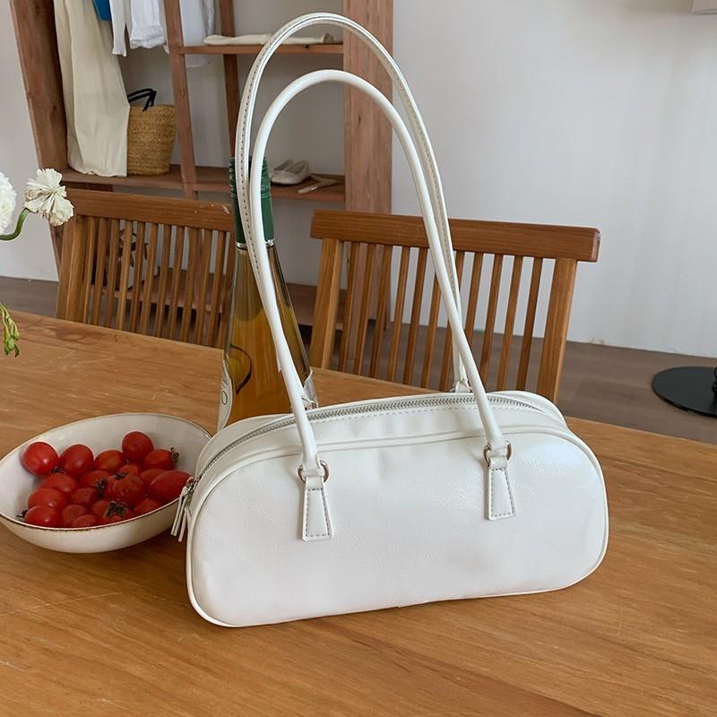 JIAERDI Vintage Silver Shoulder Bag Purse Women Fairycore Aesthetic Leather Y2k Underarm Bag Ladies Fashionable Bowling Bag Chic