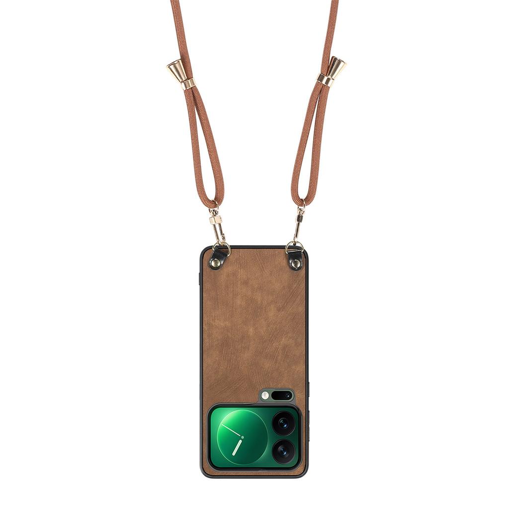 For Xiaomi 17 Pro Retro Leather Phone Back Cover with Adjustable Strap