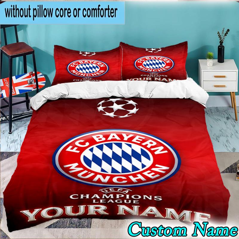 Custom Name Bayern Munchen Logo Design 3PCS Bedding Set For Bedroom Dormitory,Including 1pc Duvet Cover And 2pcs Pillowcases Large size Fan gift