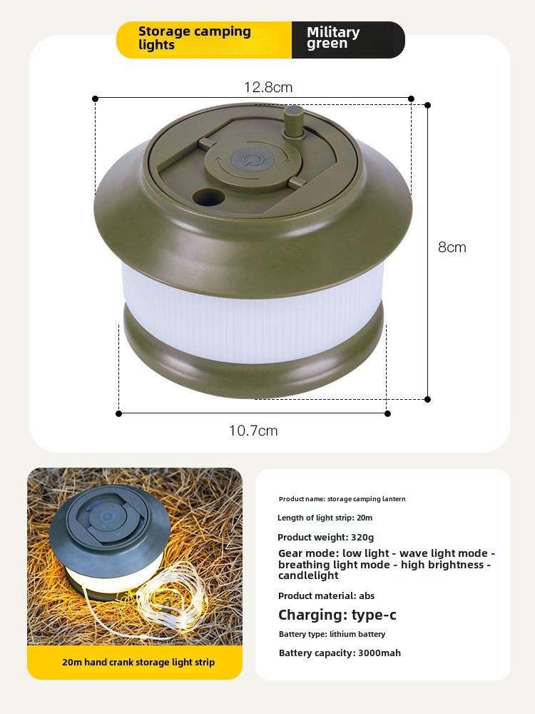 20 Meters Camping Tape Light with Waterproof LED Outdoor Tent Light String Festive Atmosphere Light, Garden Decorative Light