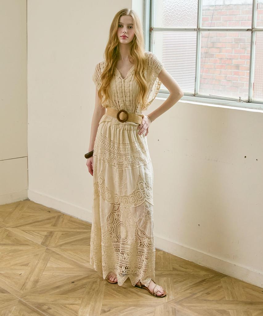 VIKINI VENDER Cesaria Crochet Lace Long Skirt