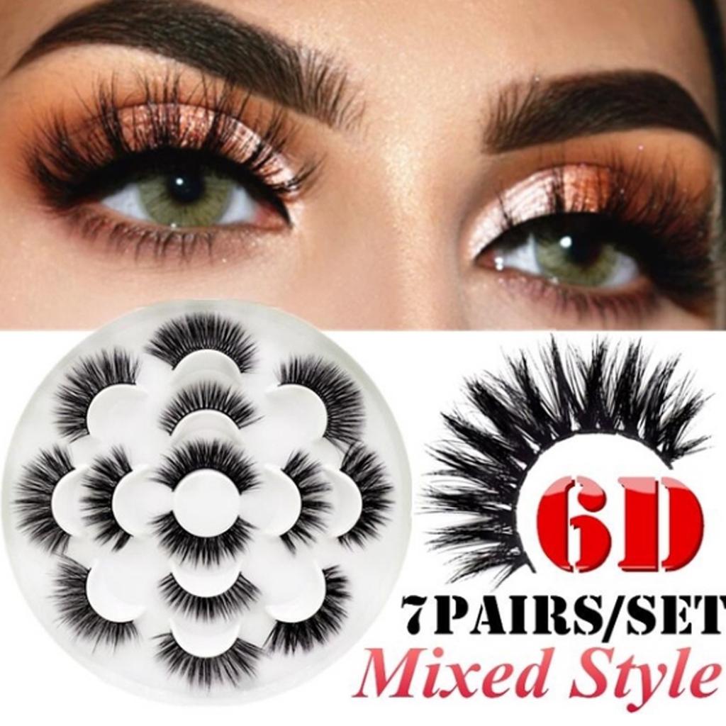 Buy Mink Natural Eyelashes Long False Eyelashes 6D 7 Pairs at