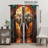 2pcs, 3d Elephant Curtain for Home Decor, Bohemian Rod Pocket Window, for Bedroom, Office, Kitchen, Living Room, And Study