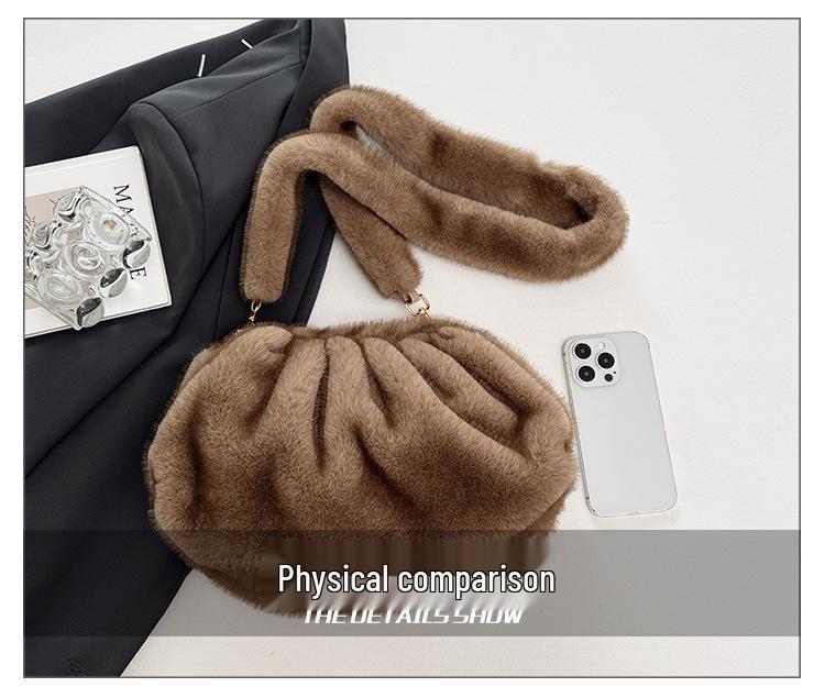 New High-End Plush Pleated Cloud Bag - Women's Trendy Crossbody for Autumn/Winter