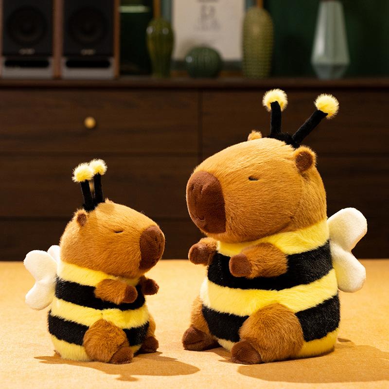 Cute Bee Capybara Plush Toy Ultra Soft Stuffed Animal Honeycomb Capy For Kids Birthday Gifts Home Decor
