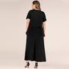 Plus Size Women Fashion Stripe Patchwork Loose Short Sleeve Long Dress