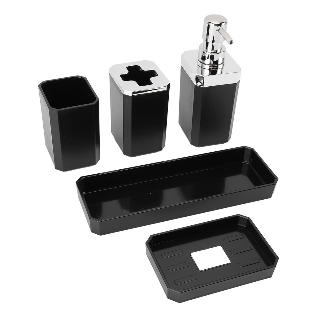 Bathroom Accessories Set Bath Ensemble Set with Toothbrush Holder Cup Lotion Bottles Soap Dish Tray