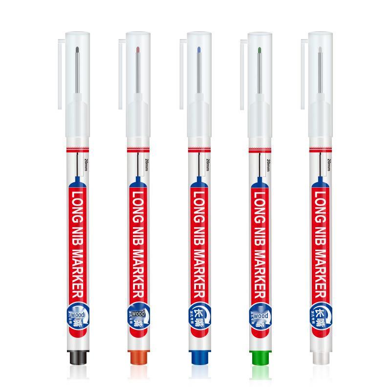 Wide-Mouth Deep Hole Marker Pen for Woodworking & Tile - Quick-Drying, Long-Nosed, Oily Construction Marker
