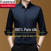 Hengyuanxiang Men's Long Sleeve Seamless Mulberry Silk Shirt - Spring Business Casual, Non-Iron, Middle-Aged Style