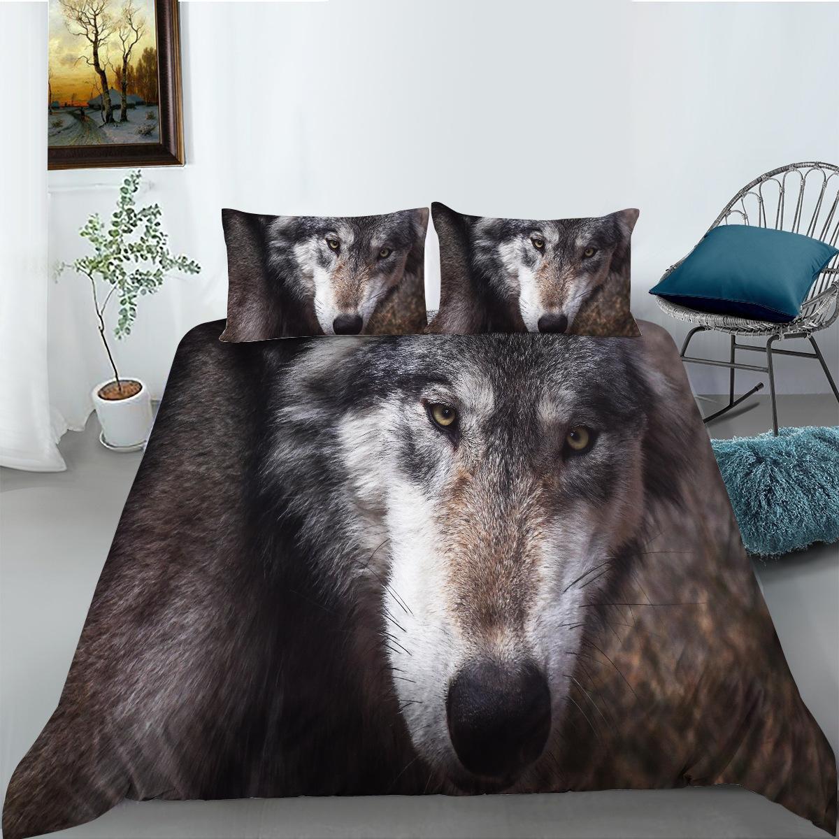 Wolf Series Bedding Two Or Three-Piece Digital Printing Polyester Fabric EU single 135*200