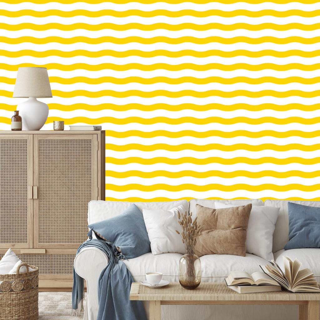 Yellow Stripes Wallpaper for Living Room and Bedroom 50x1000